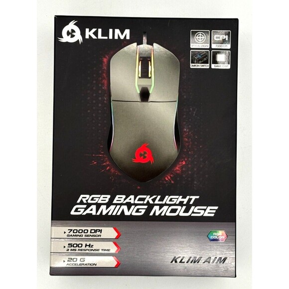 Klim AIM RGB Backlight Gaming Mouse B06XH2381Y Macro Programmable Wired Mac/PC - Picture 1 of 12